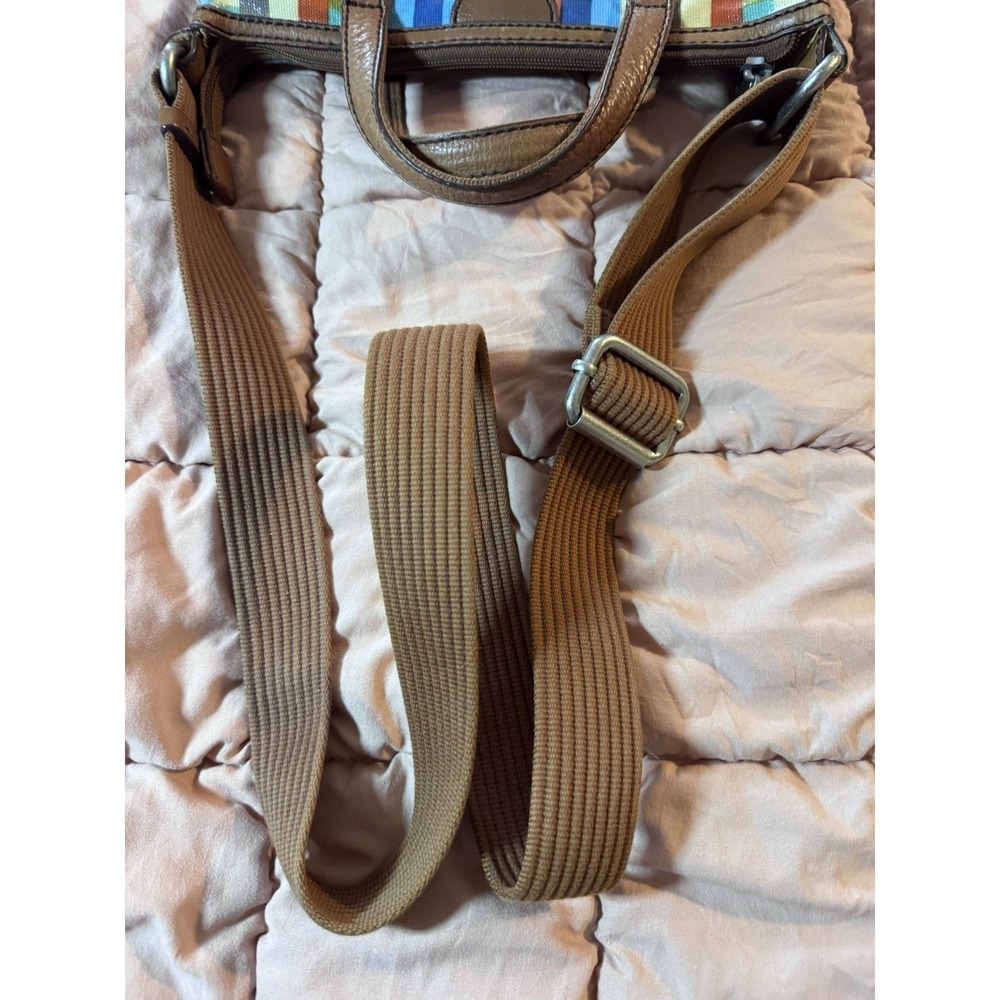 Fossil Crossbody Bag Calypso Key-Per Purse Multi Color Block Coated Canvas Brown - Picture 16 of 16
